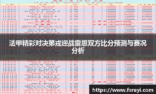 法甲精彩对决第戎迎战雷恩双方比分预测与赛况分析